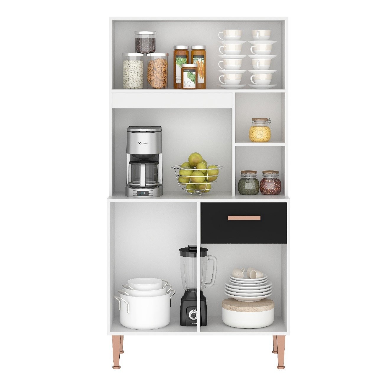 Kit Cozinha Dália C211 0,90 m Branco/Preto – FELLICCI - Imagem 2