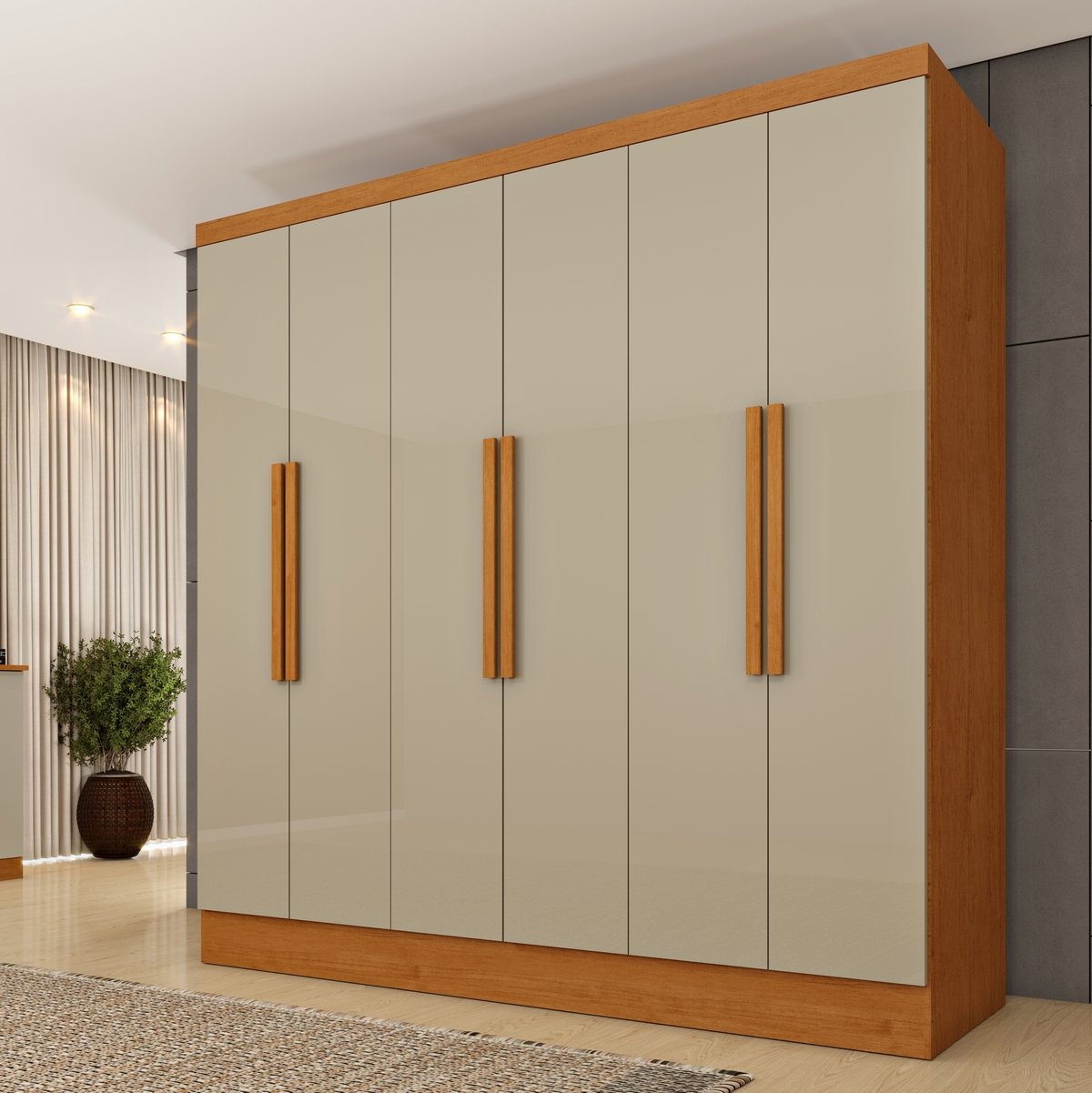 Guarda-Roupa 6 Portas Bariloche/Equador 1,80 m Cinamomo/Off White – TCIL