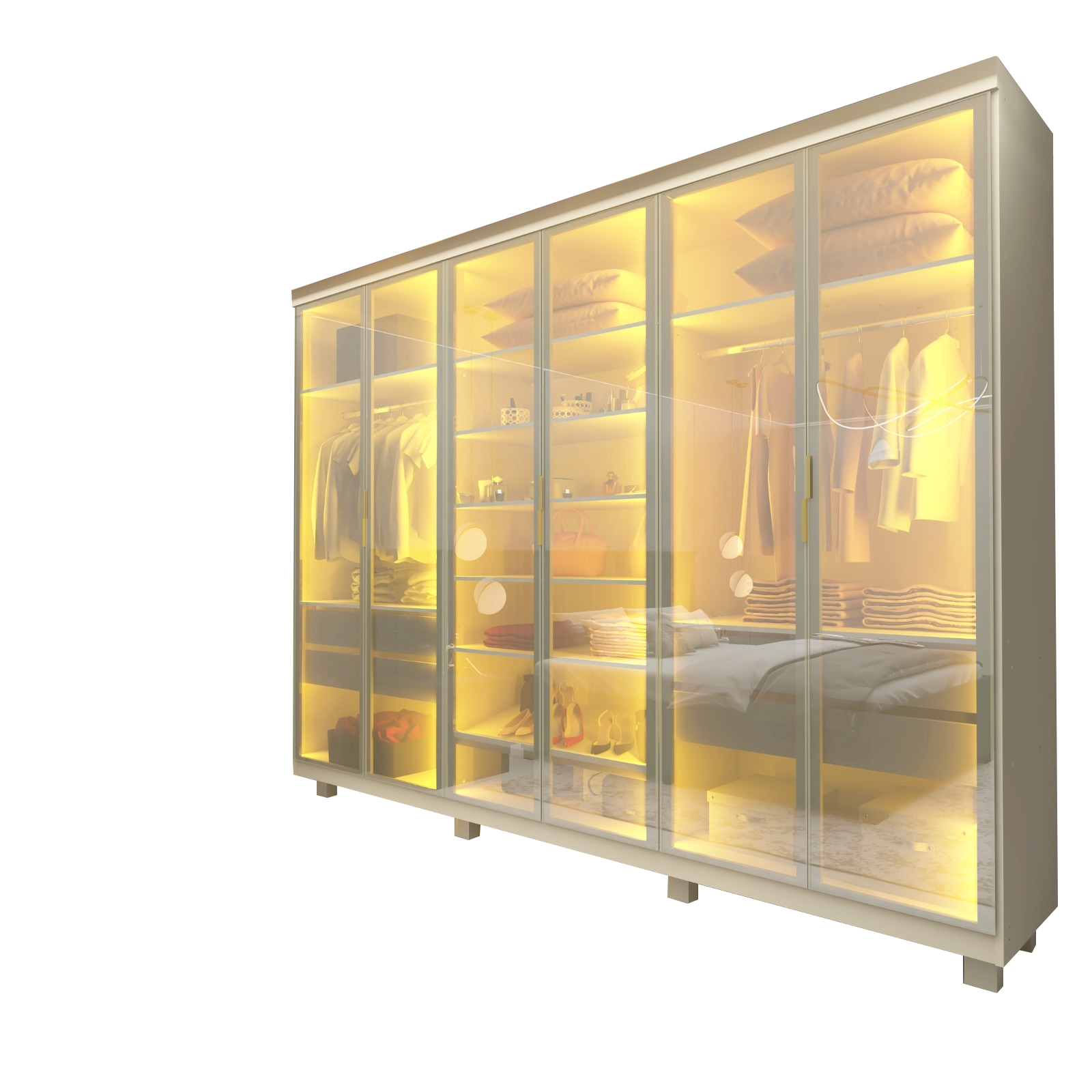 Guarda-Roupa Imperatriz 2,30 m 6 Portas/6 Reflecta Off White – GELIUS - Imagem 2