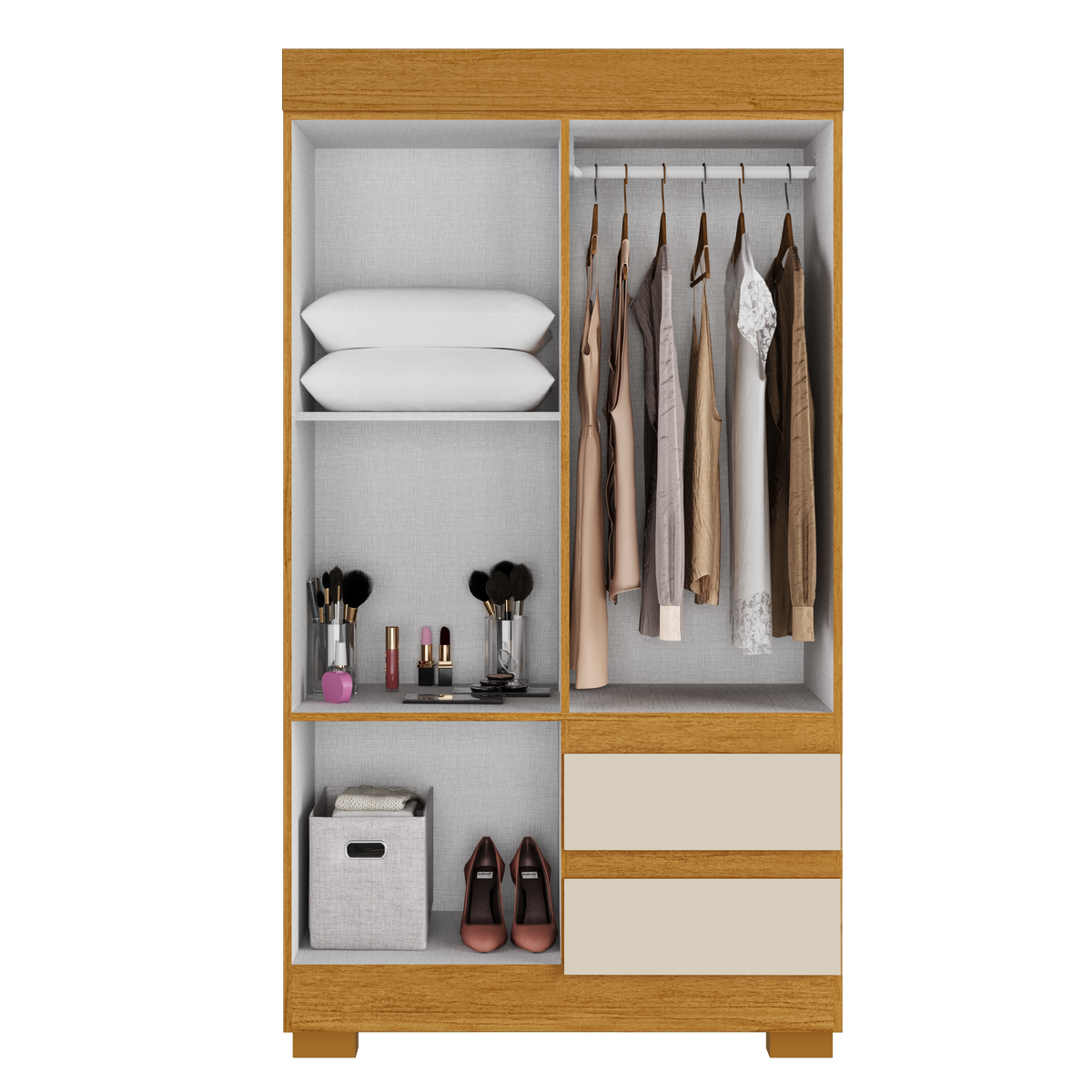 Guarda-Roupa 4 Portas Maya 0,998 m Cinamomo/Off White – ACP MÓVEIS - Imagem 2