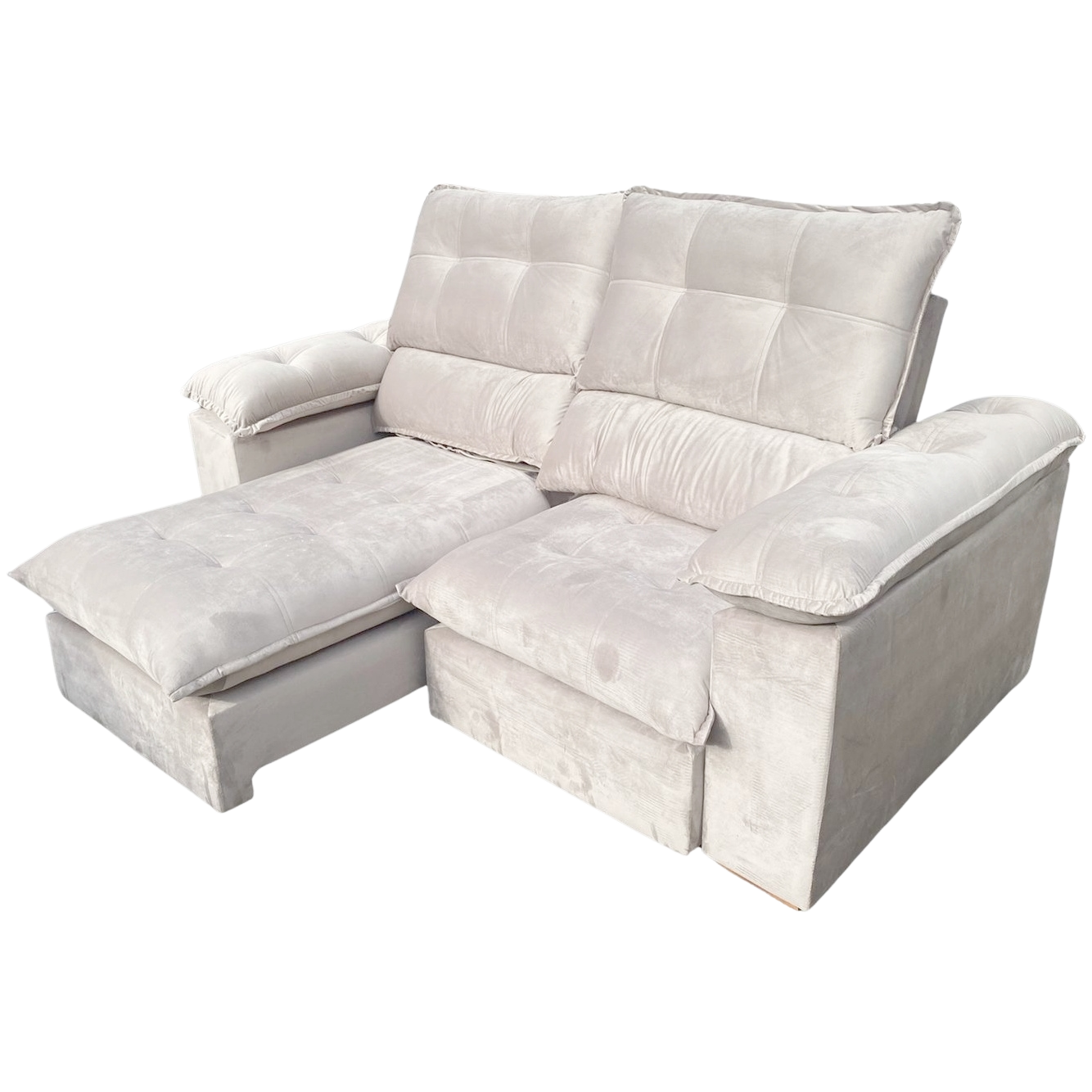 Sofá Retrátil e Reclinável Suíça 2,10 m Veludo Marfim – LEO DECOR (PROMOÇÃO – LEVE AVARIA) - Imagem 2