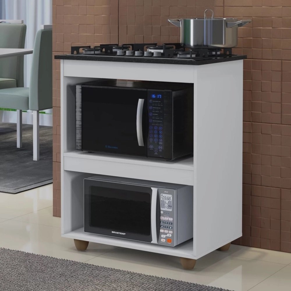 Balcão para Cooktop 5 Bocas Turim Branco – KAIKI MÓVEIS