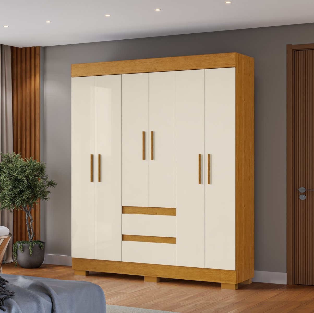 Guarda-Roupa 6 Portas Maya 1,491 m Cinamomo/Off White – ACP MÓVEIS