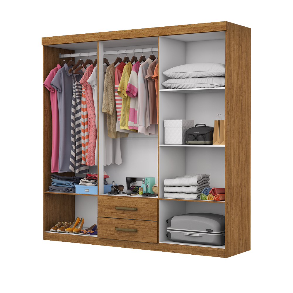Guarda-Roupa 6 Portas(Sem Espelho/Sem Pés) Áries 1,53 m Cinamomo/Branco – CARIOCA MÓVEIS - Imagem 2