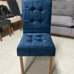 Mesa Cancun 120 Cinamomo/Off White com 4 Cadeiras Sophia Veludo Azul – CEL MÓVEIS + WM DECOR - Imagem 2