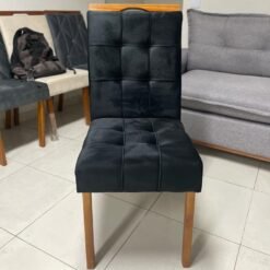 Mesa Alegra 120 Cinamomo/Off White com 4 Cadeiras Sophia Veludo Preto – JCM MOVELARIA + WM DECOR - Imagem 2