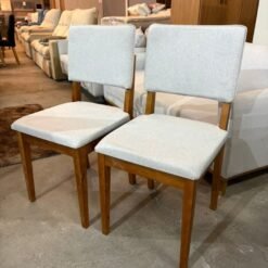 Mesa Salinas 120 Cinamomo/Off White com 4 Cadeiras Pérola Linho Cinza Prata – CEL MÓVEIS + DOBUÊ MOVELARIA - Imagem 2