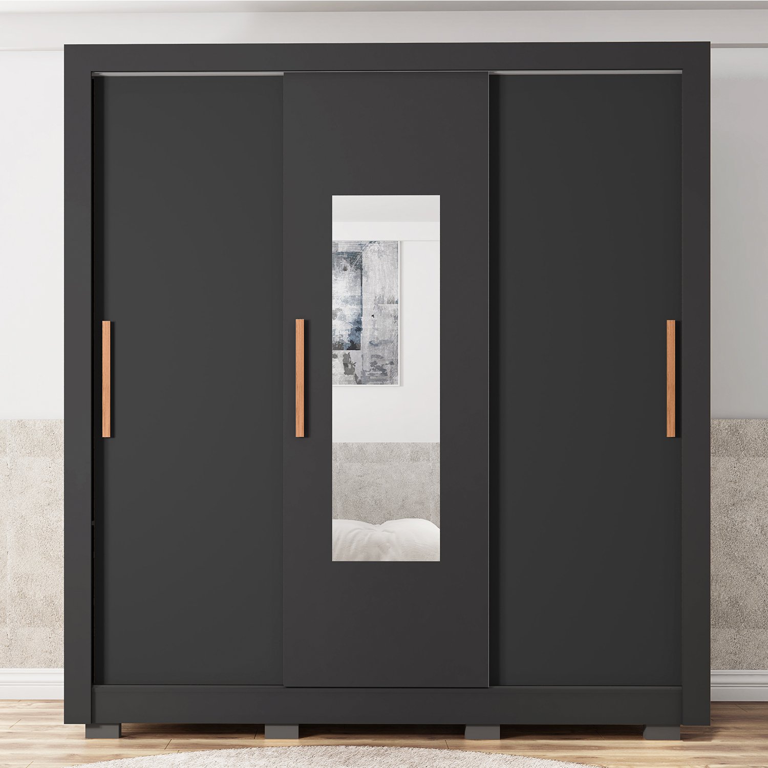 Guarda-Roupa 3 Portas Chile 1,914 m Preto – CAEMMUN MOVELARIA