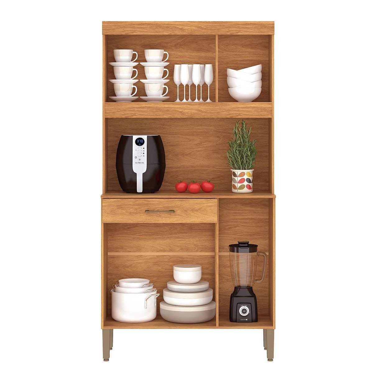 Kit Cozinha Carla K090 0,90 m Cinamomo/Off White – FELLICCI - Imagem 2