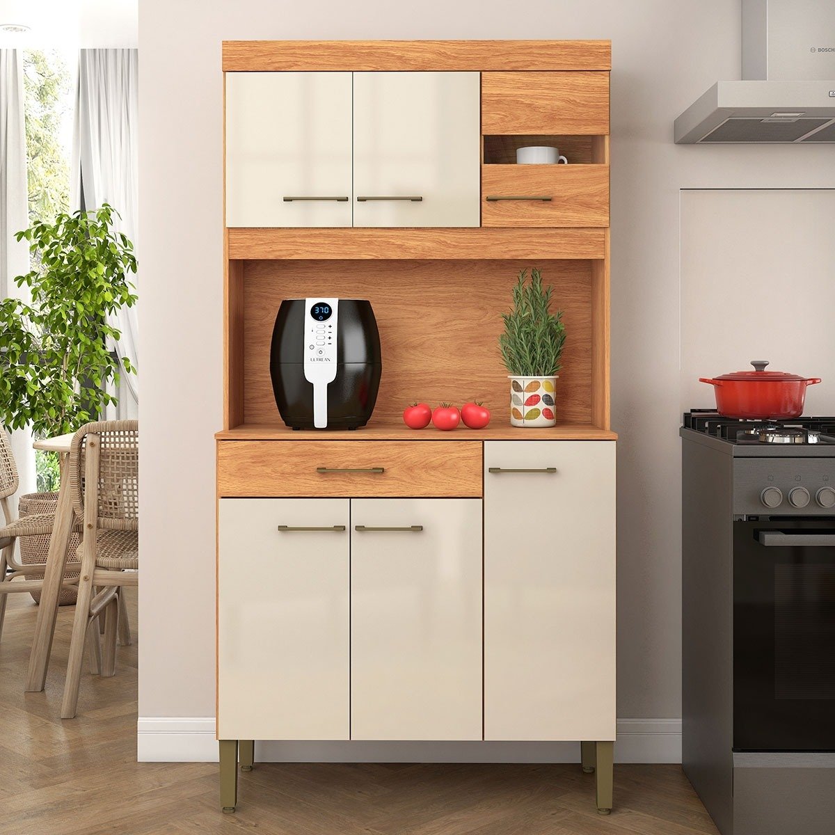 Kit Cozinha Carla K090 0,90 m Cinamomo/Off White – FELLICCI