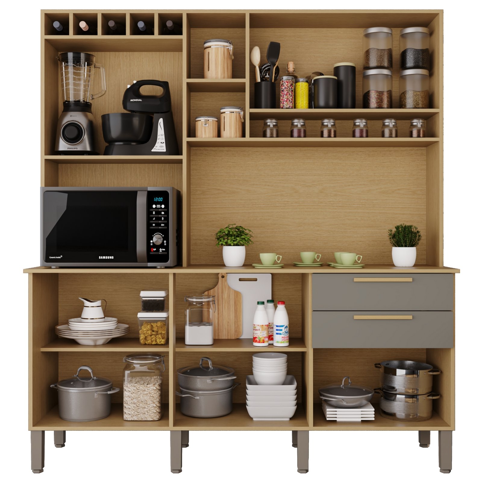 Kit Cozinha New Topázio 1,65 m Jequitibá/Granizo – SALLÊTO - Imagem 2