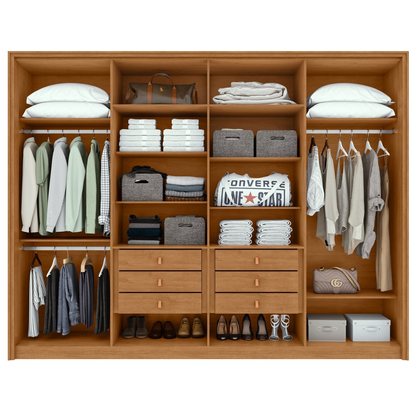 Guarda-Roupa 8 Portas Ergon 2,70 m Amêndoa Clean/Off White – LOPAS - Imagem 2