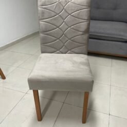 Mesa Salinas 120 Cinamomo/Off White com 4 Cadeiras Safira Veludo Bege – CEL MÓVEIS + WM DECOR - Imagem 2