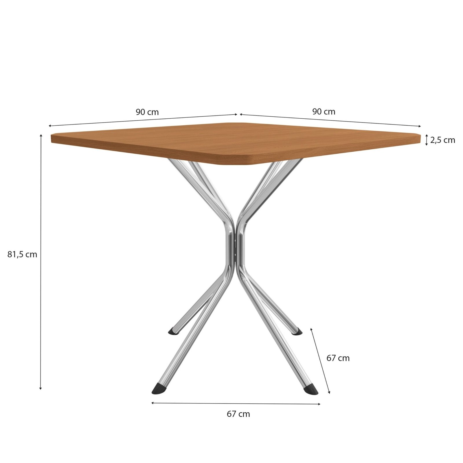 Mesa Creta 0,90 com 4 Cadeiras Malta CMC1078 (M088/F090/4C140) Cromado/Canela – KAPPESBERG - Imagem 2